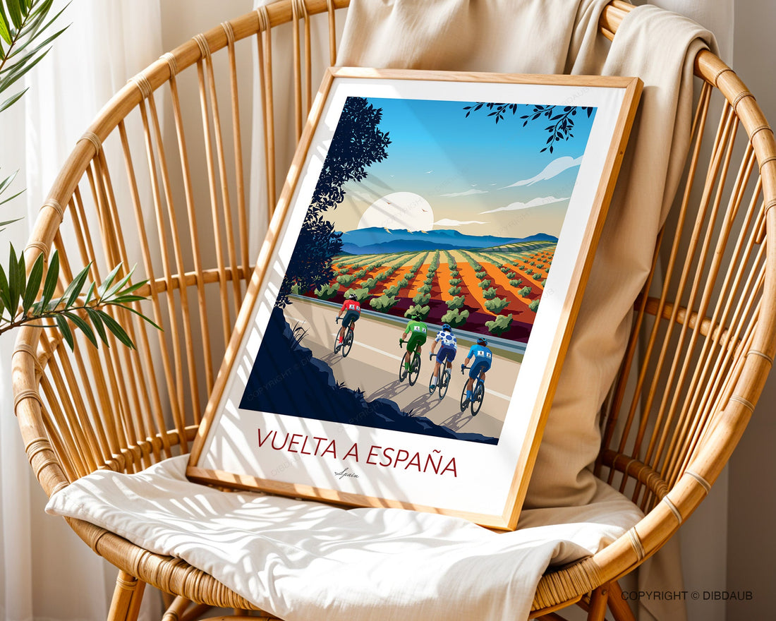 Vuelta a España Cycling Poster: Capturing the Colours and Climbs of Spain’s Grand Tour