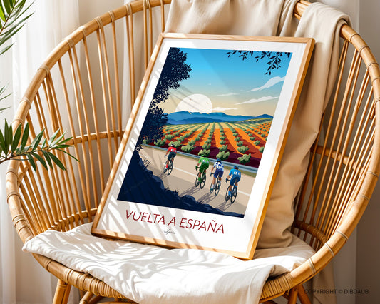 Vuelta a España Cycling Poster: Capturing the Colours and Climbs of Spain’s Grand Tour