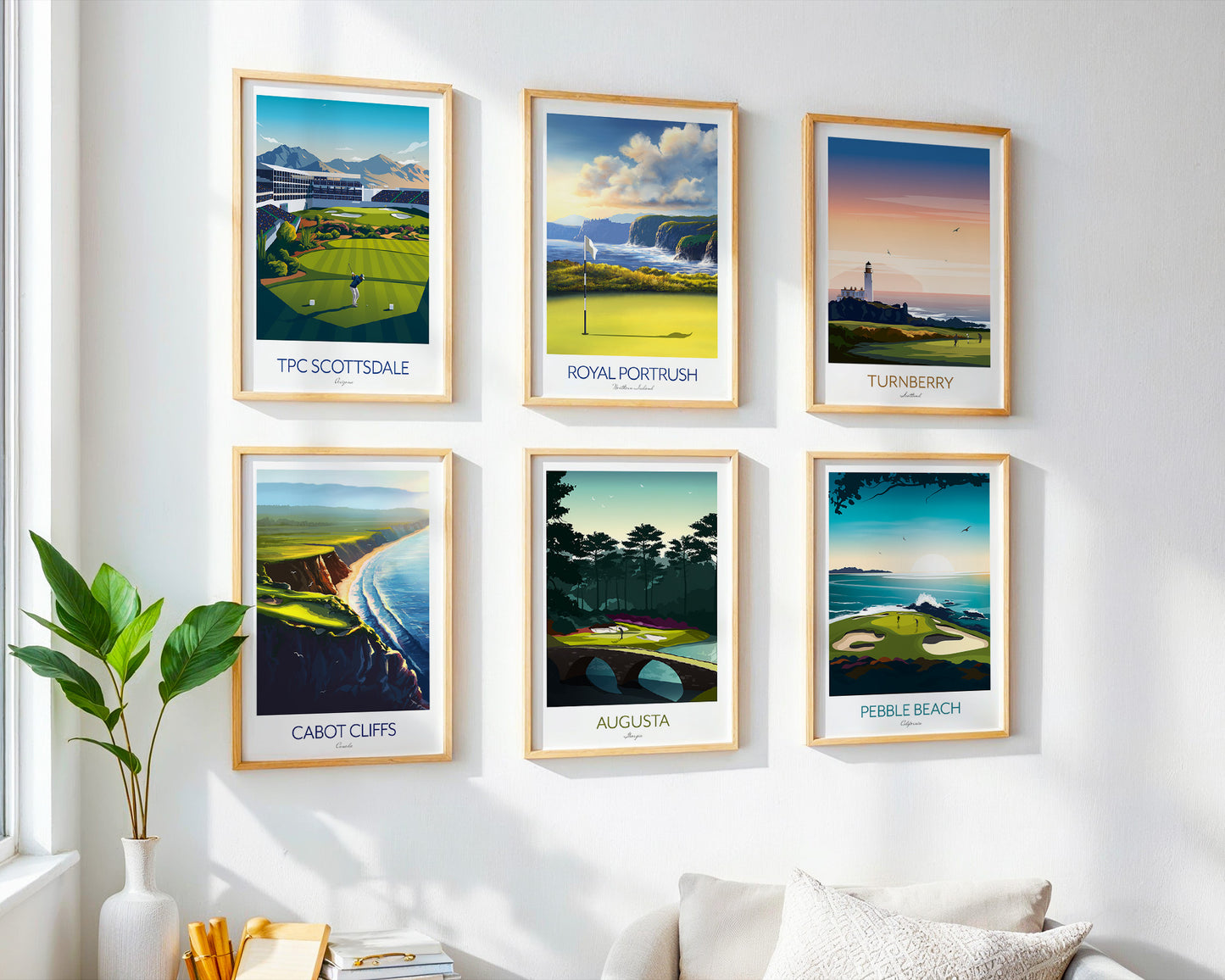 Golf Course Prints - Any 3 for 2 - Augusta, St Andrews, Pebble Beach, Scottsdale, Torrey Pines, Pinehurst, Kiawah...