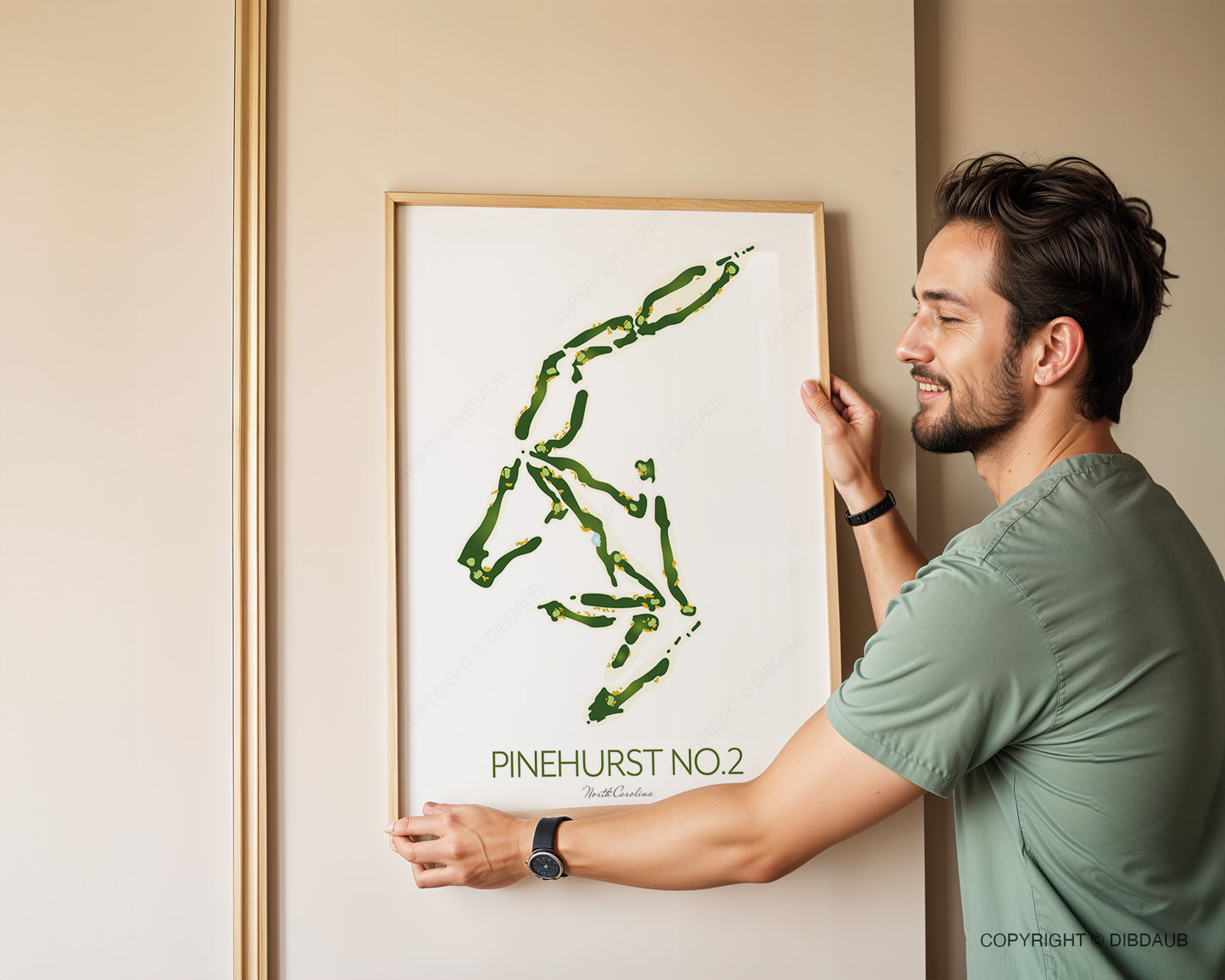 Golf Course Map Print Pinehurst No.2