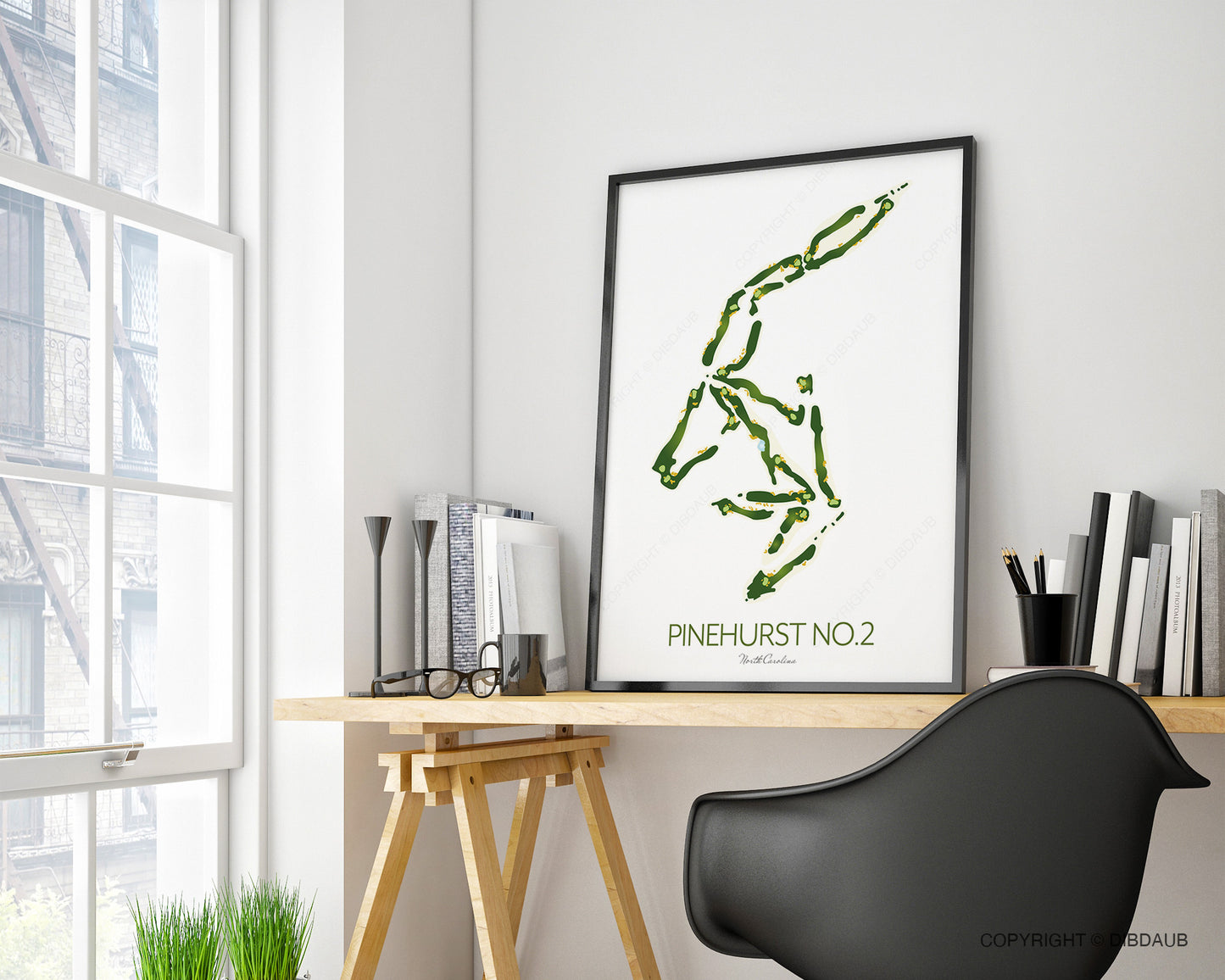 Golf Course Map Print Pinehurst No.2