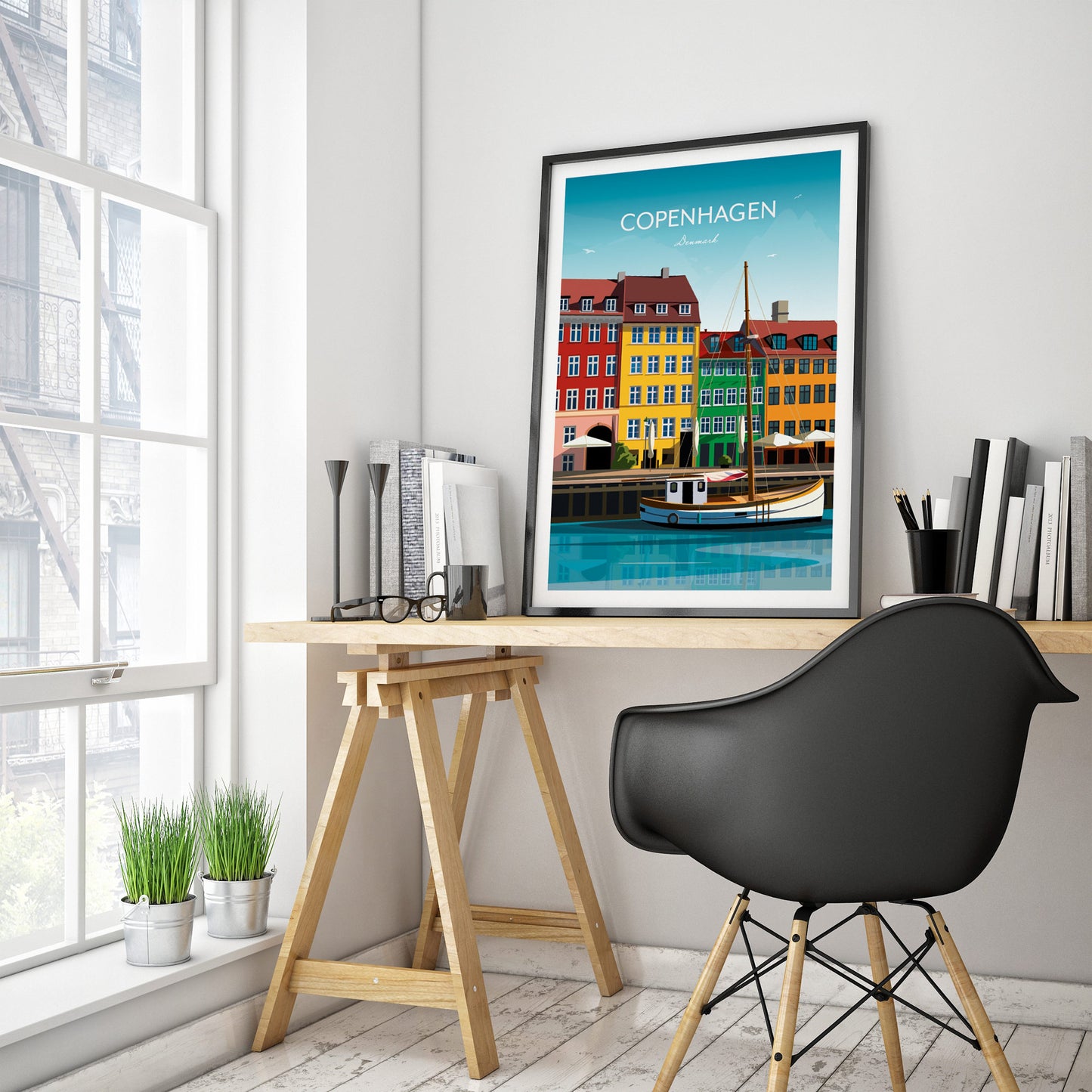 Denmark Print - Copenhagen Nyhavn Harbour