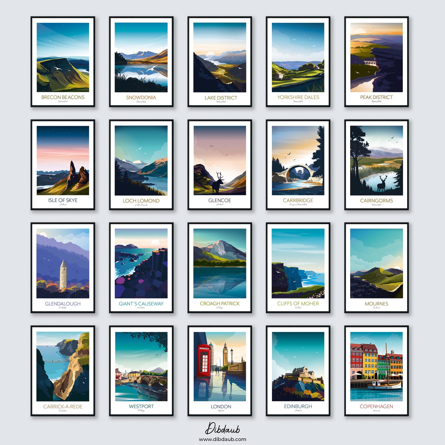 Travel Posters of UK, Scotland, Wales, Ireland.