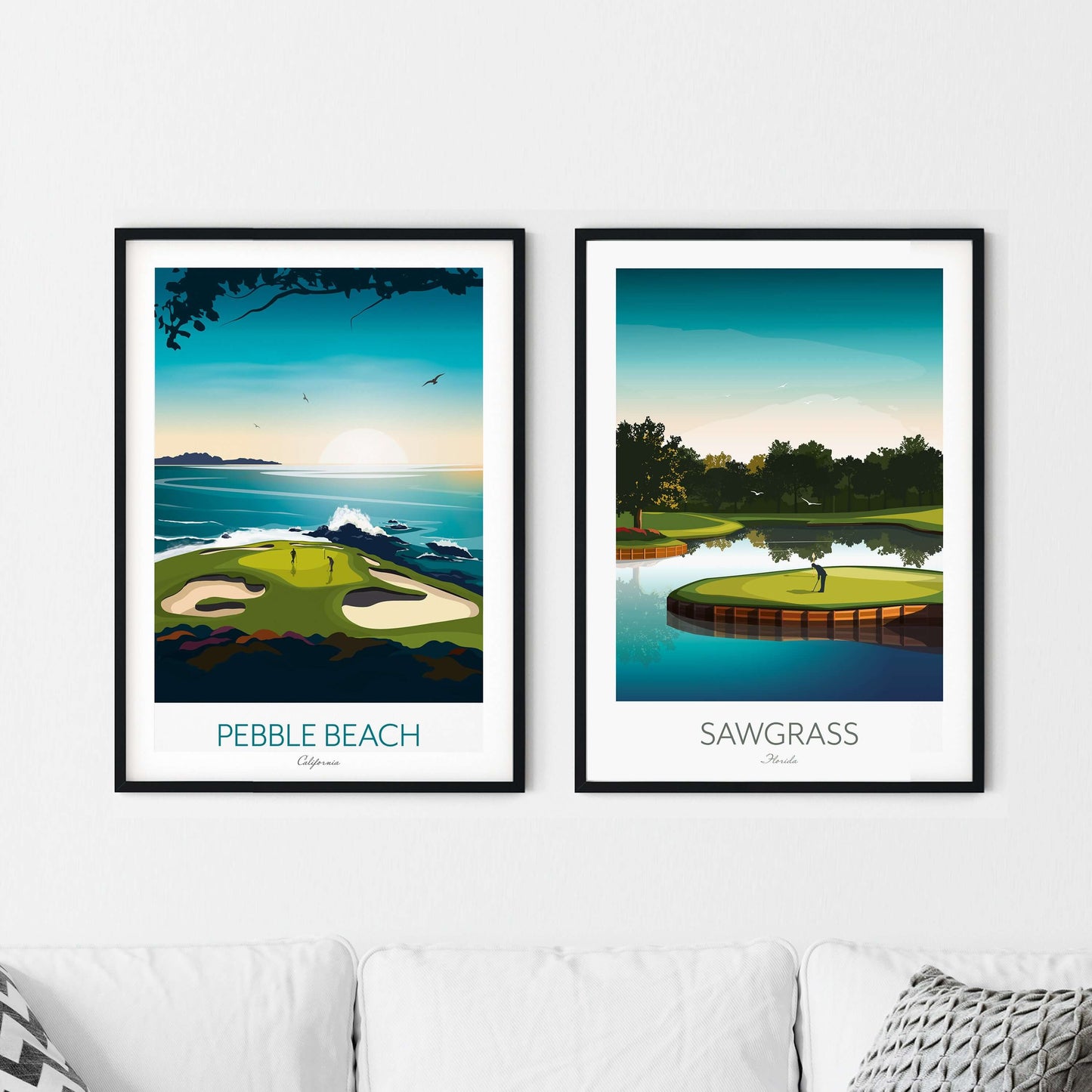 Golf Course Prints - Choose any 2 prints and SAVE 20% - Augusta, Pebble Beach, St Andrews, Sawgrass, Kiawah, Scottsdale