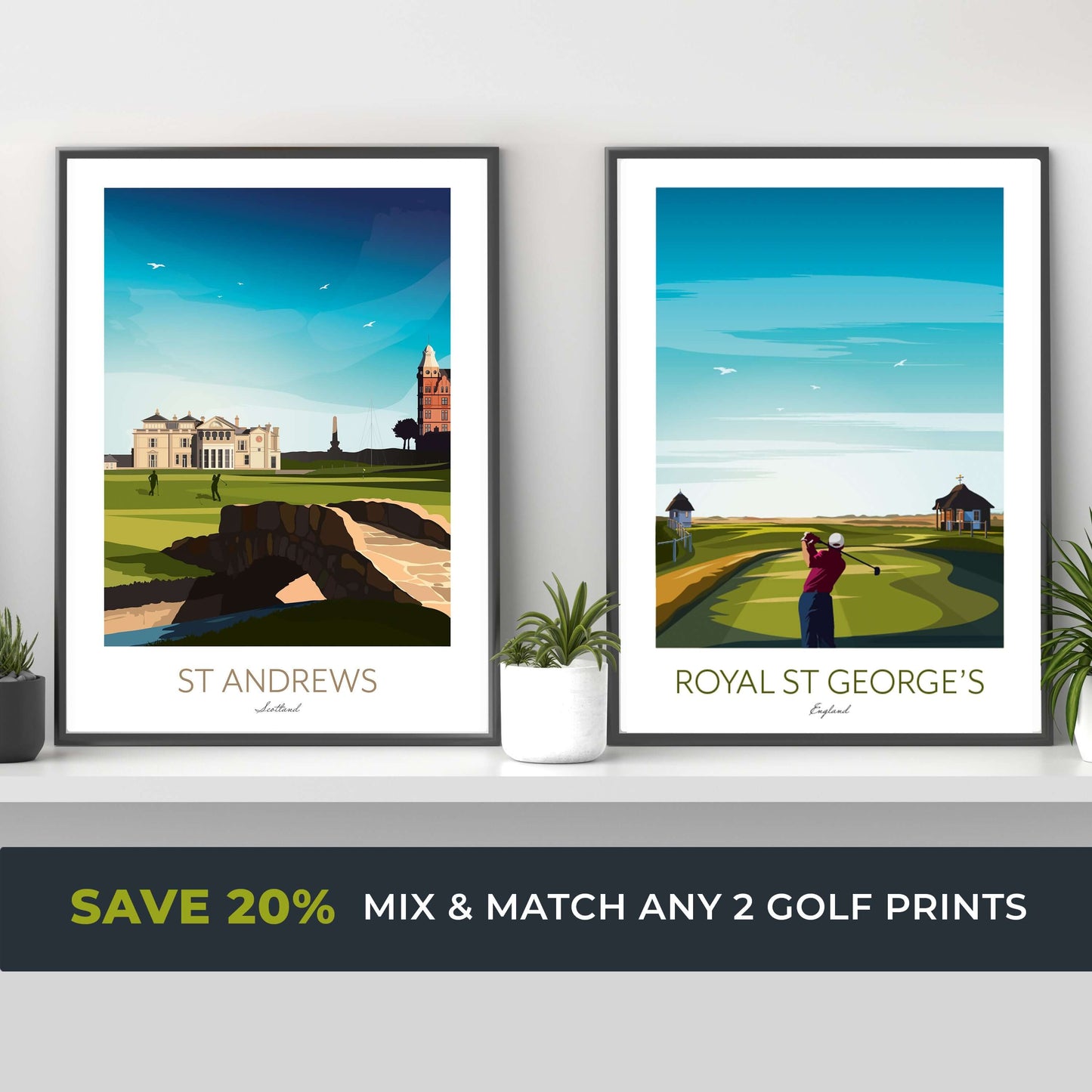 Golf Course Prints - Choose any 2 prints and SAVE 20% - Augusta, Pebble Beach, St Andrews, Sawgrass, Kiawah, Scottsdale