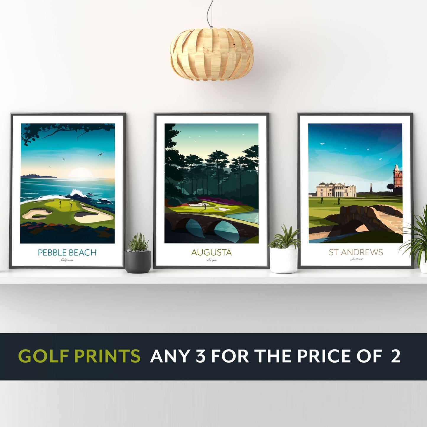 Golf Print of Pebble Beach California - US Open Golf Gift