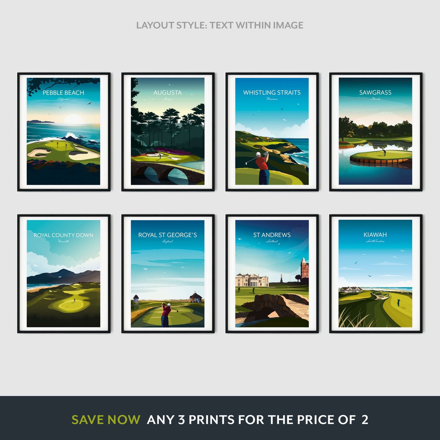 Golf Print of Pebble Beach California - US Open Golf Gift