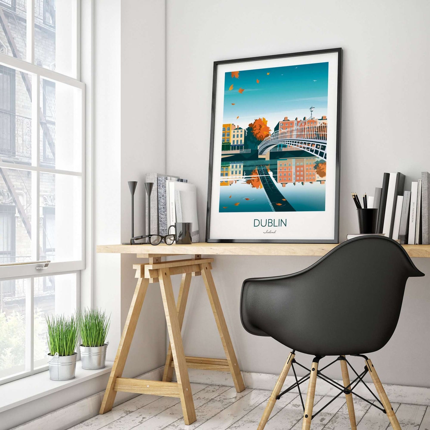 Irish Print of Dublin - Home Office Art.