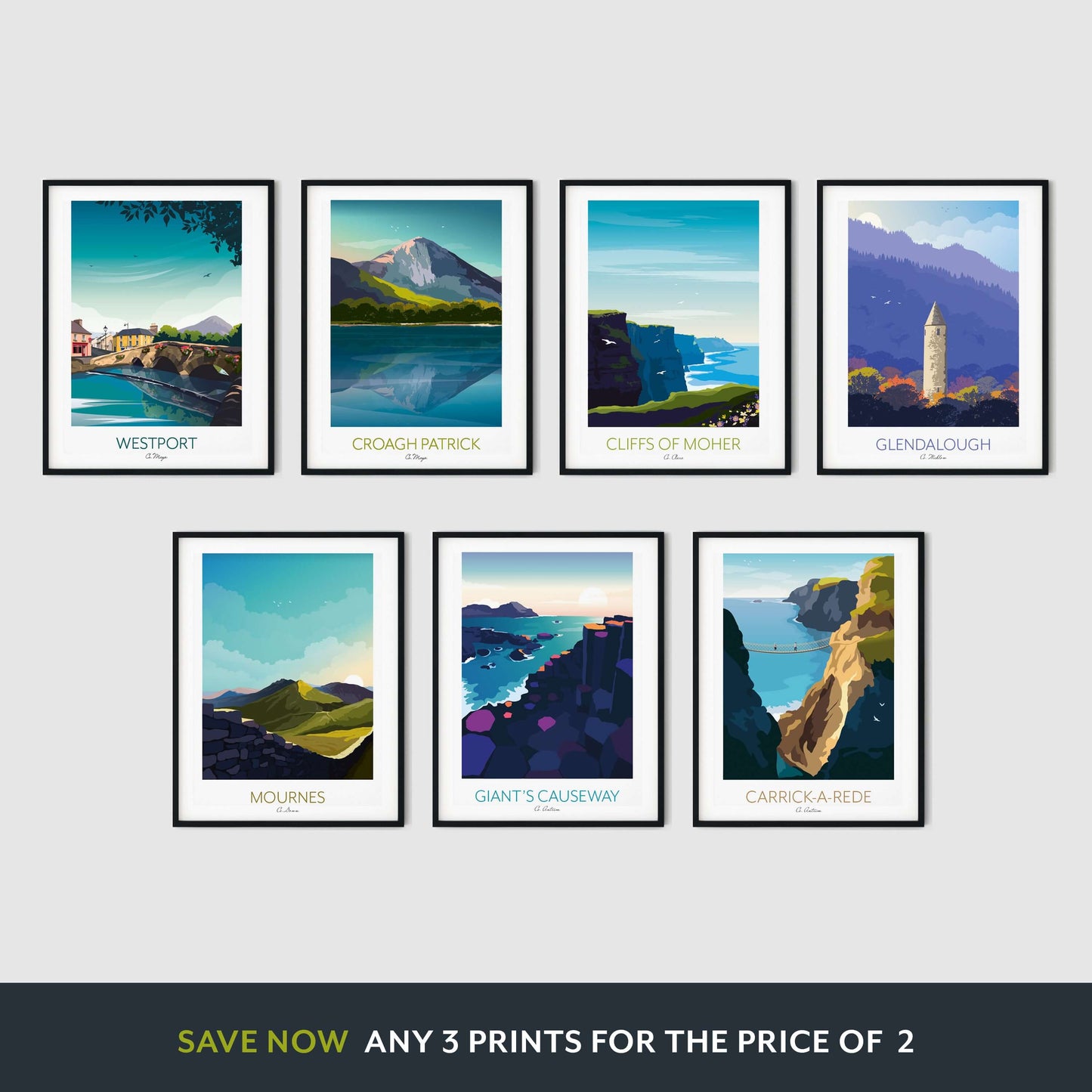 Ireland Art Print Set - Home Decor Wall Art