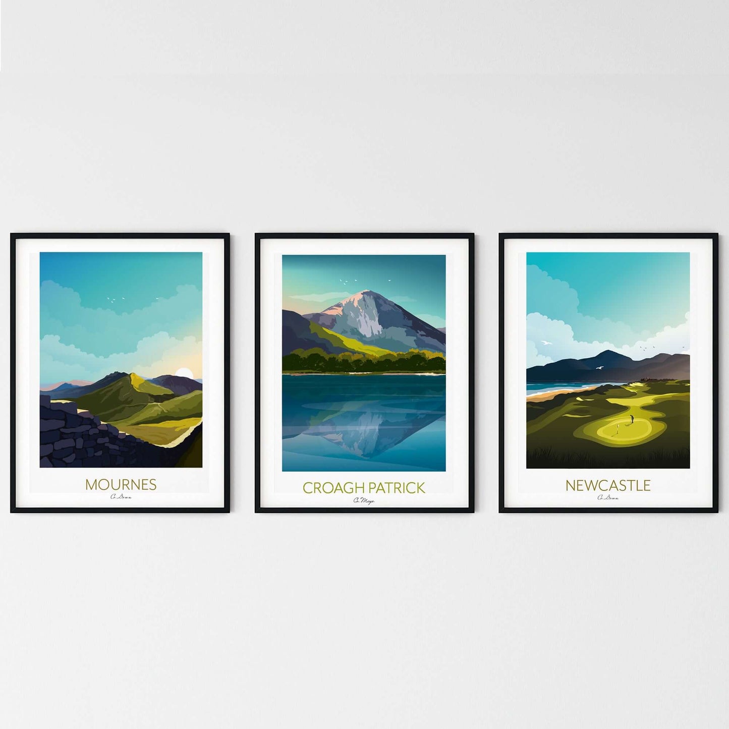 Ireland Prints of Mournes, Croagh Patrick and Newcastle.