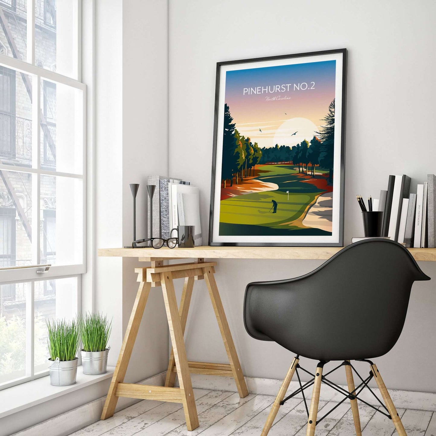 Art print of Pinehurst Number 2 golf course, North Carolina.
