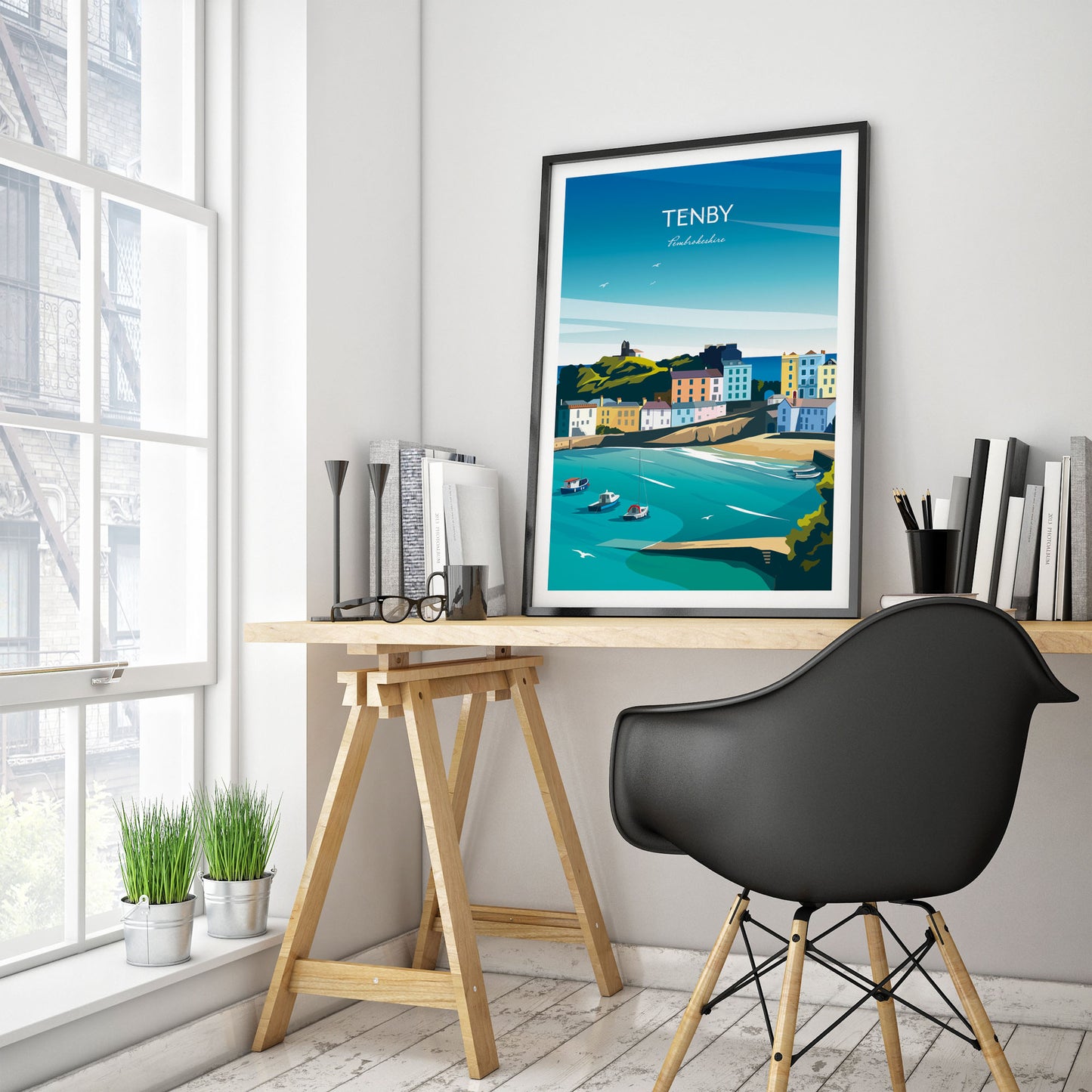 Wales Tenby Print - Home Office Wall Art