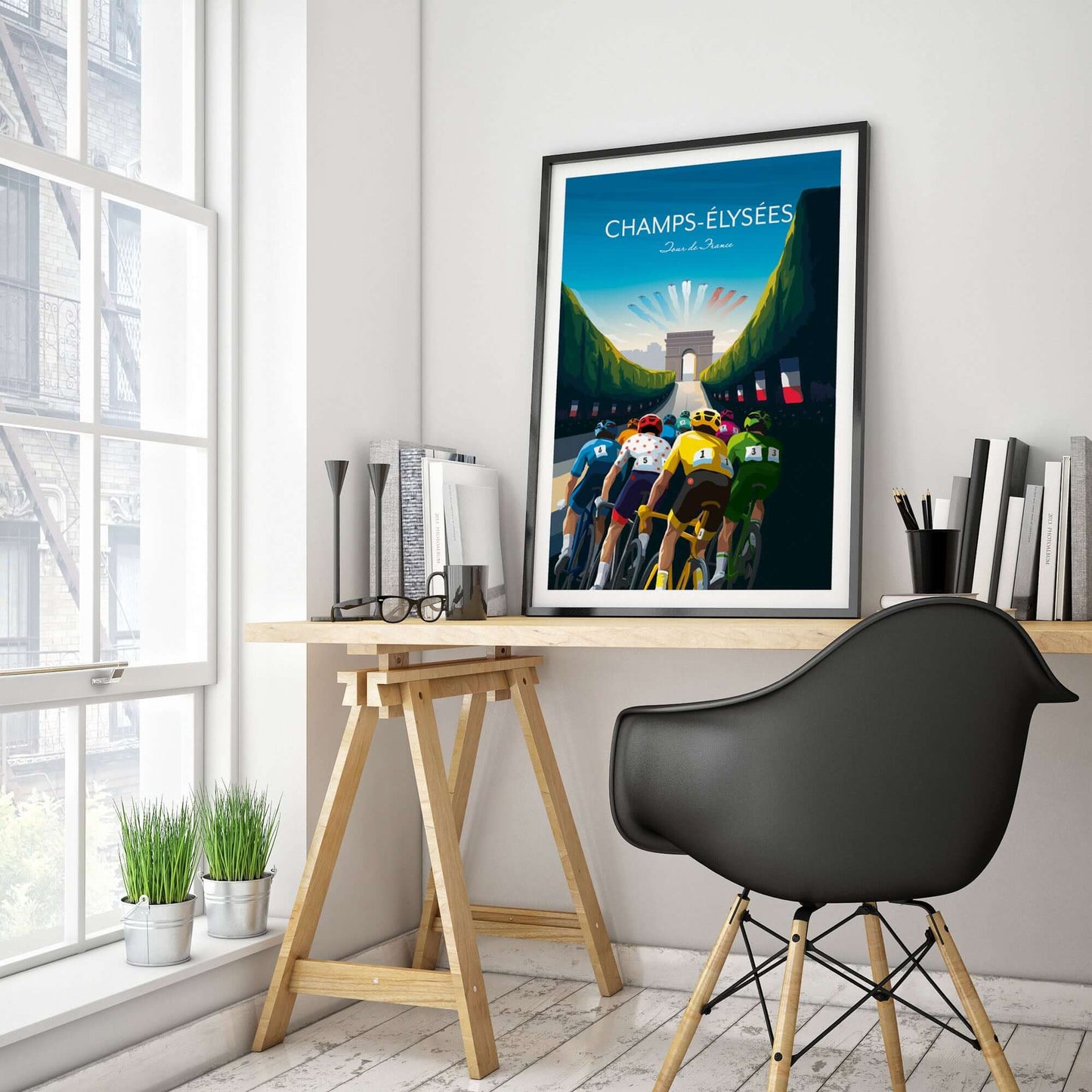 Tour de France cycling print of the Champs-Élysées, Paris.