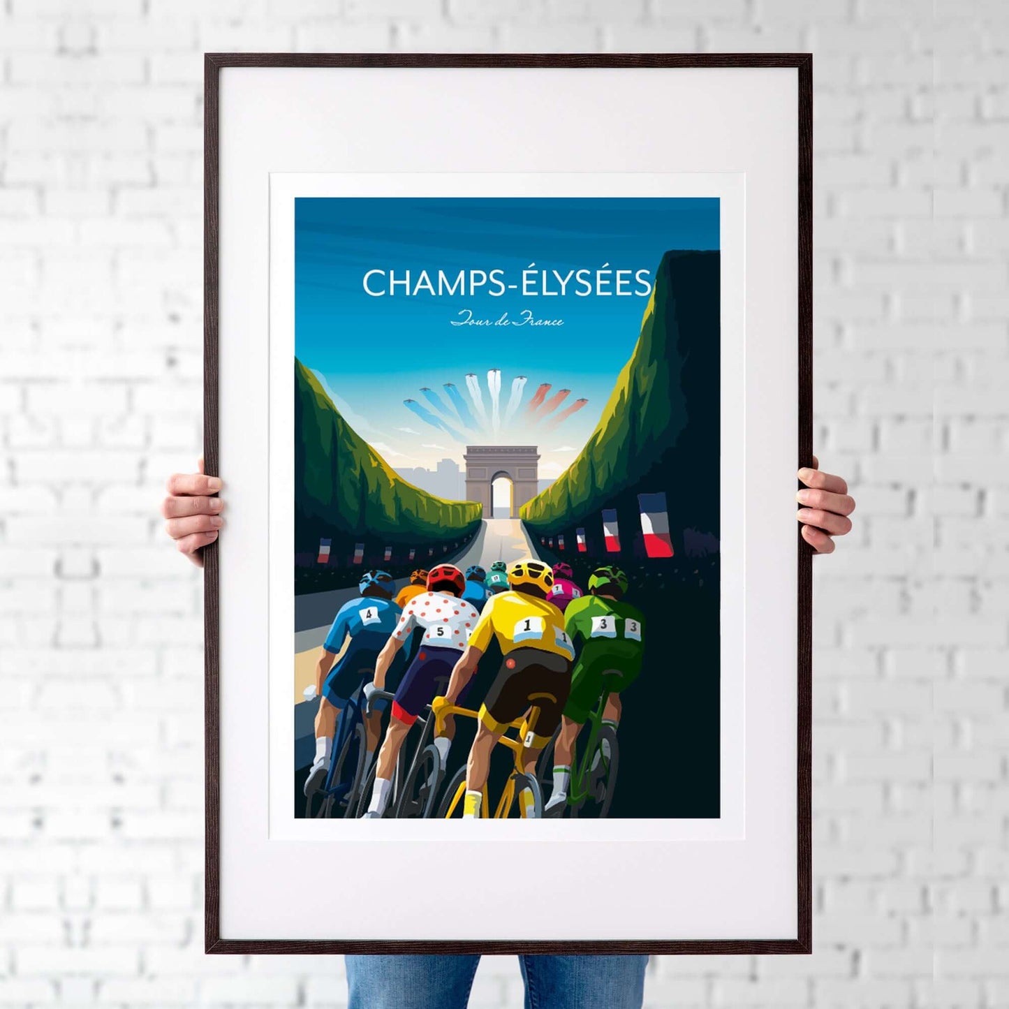 Tour de France cycling print of the Champs-Élysées, Paris.