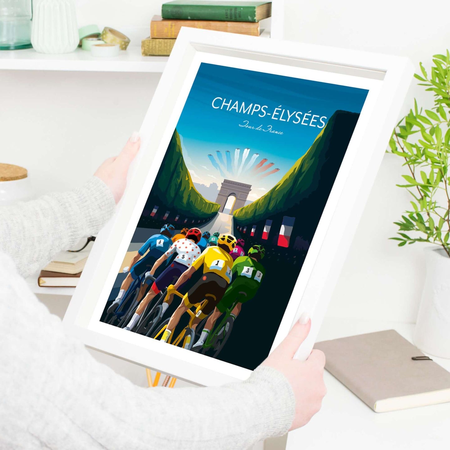 Tour de France cycling print of the Champs-Élysées, Paris.