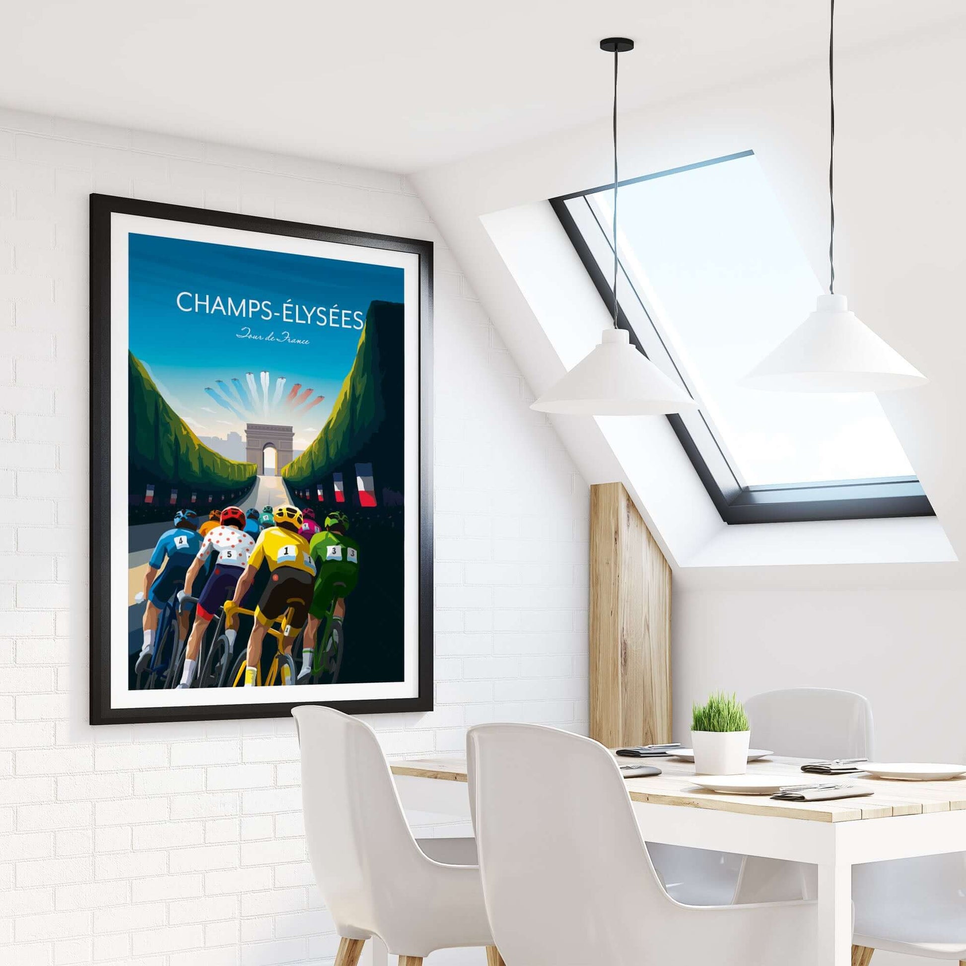 Tour de France cycling print of the Champs-Élysées, Paris.