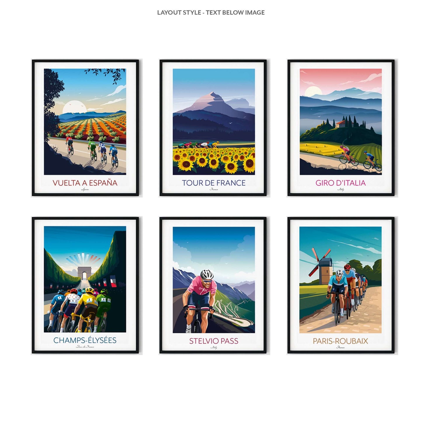 Cycling Prints - Save Now - Any 3 Prints for the Price of 2 - Tour De France, Giro d'Italia, Vuelta a España