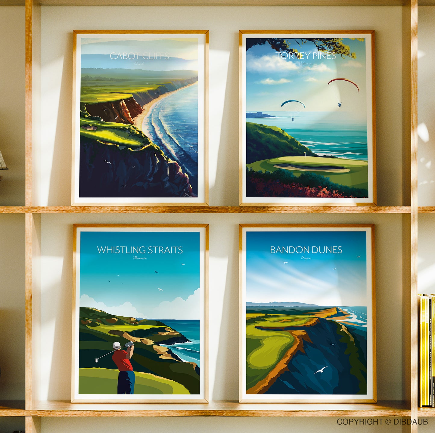 Famous Golf Course Fine Art Prints Set of 4 | Choose Any 4 Iconic Golf Course Posters & Wall Art