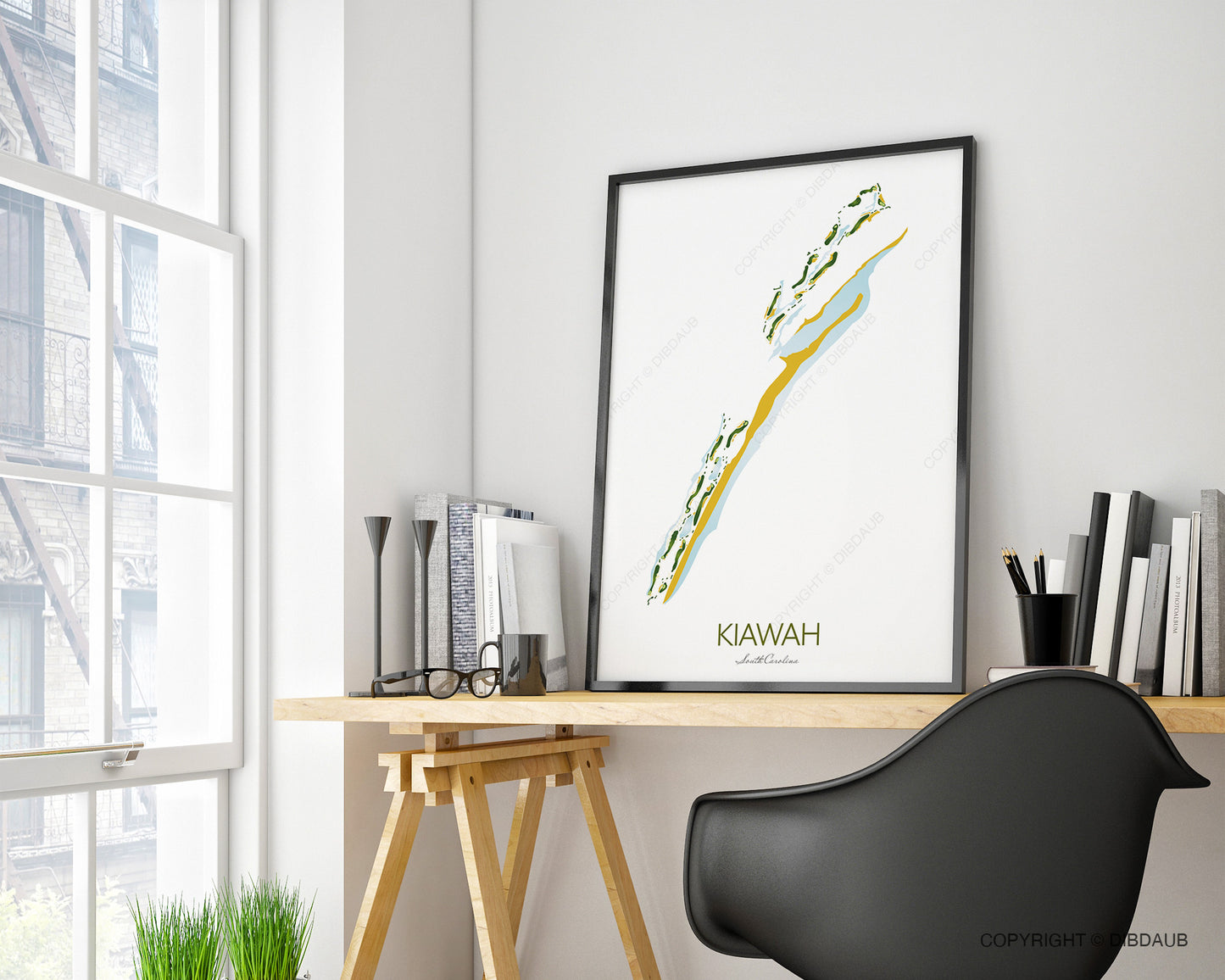 Kiawah Ocean Course Golf Course Map Print, South Carolina
