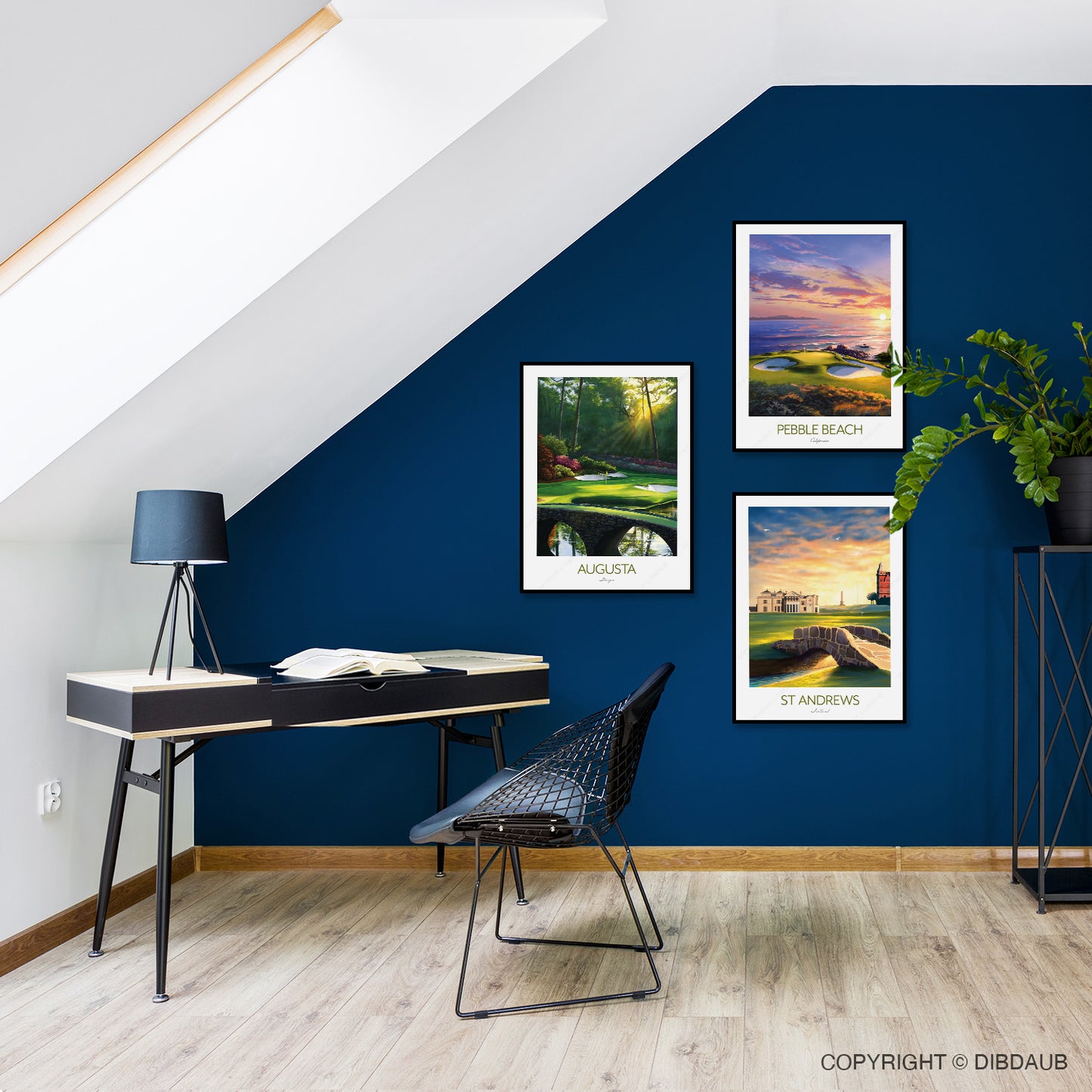 Augusta, St Andrews & Pebble Beach Golf Prints Set | Iconic Golf Course Wall Art Trio
