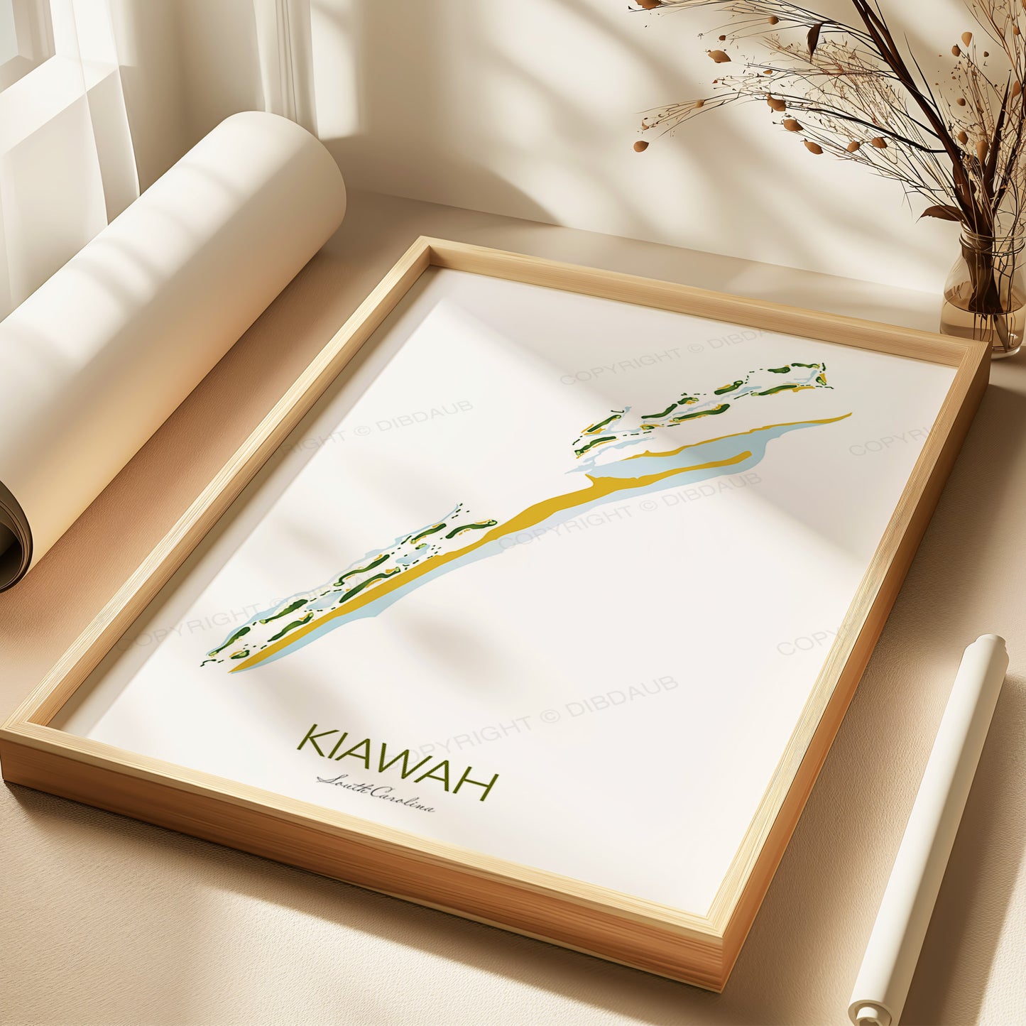 Kiawah Ocean Course Golf Course Map Print, South Carolina