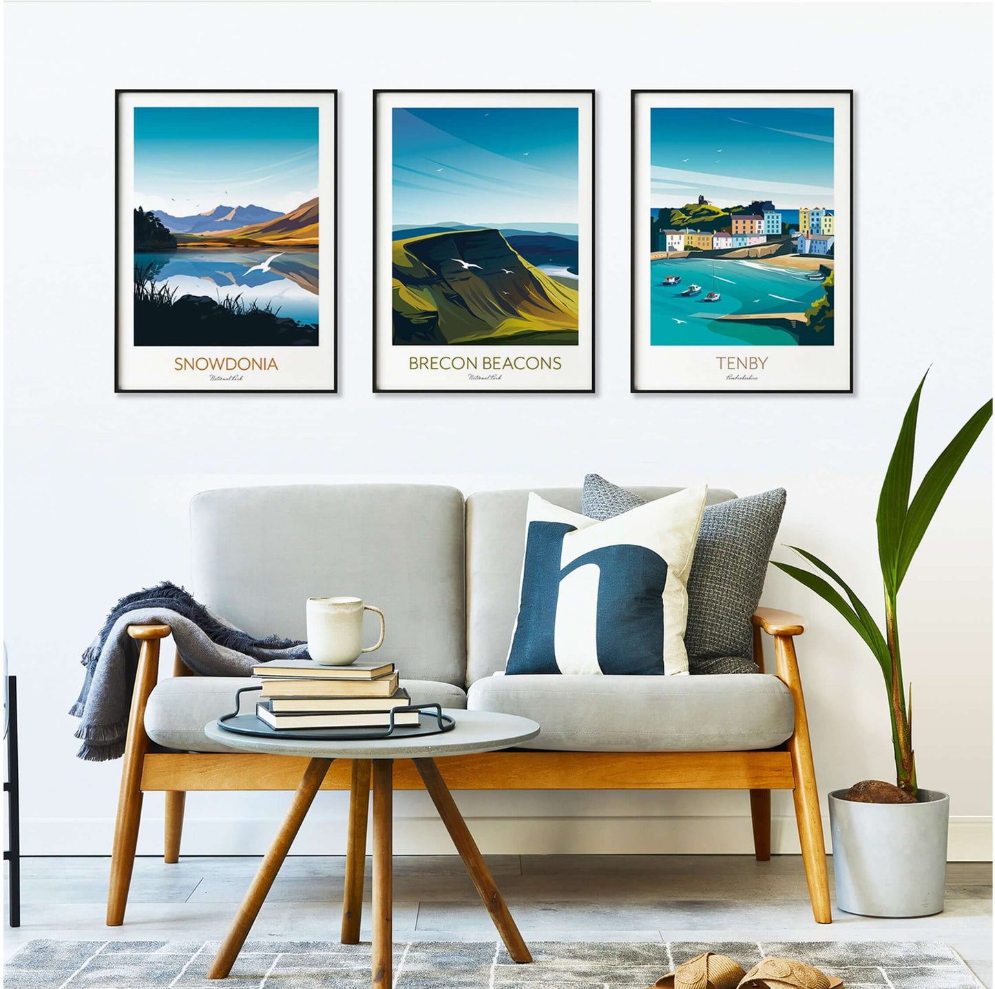 Wales Art Prints Set of 3 - Snowdonia, Brecon Beacons, Tenby