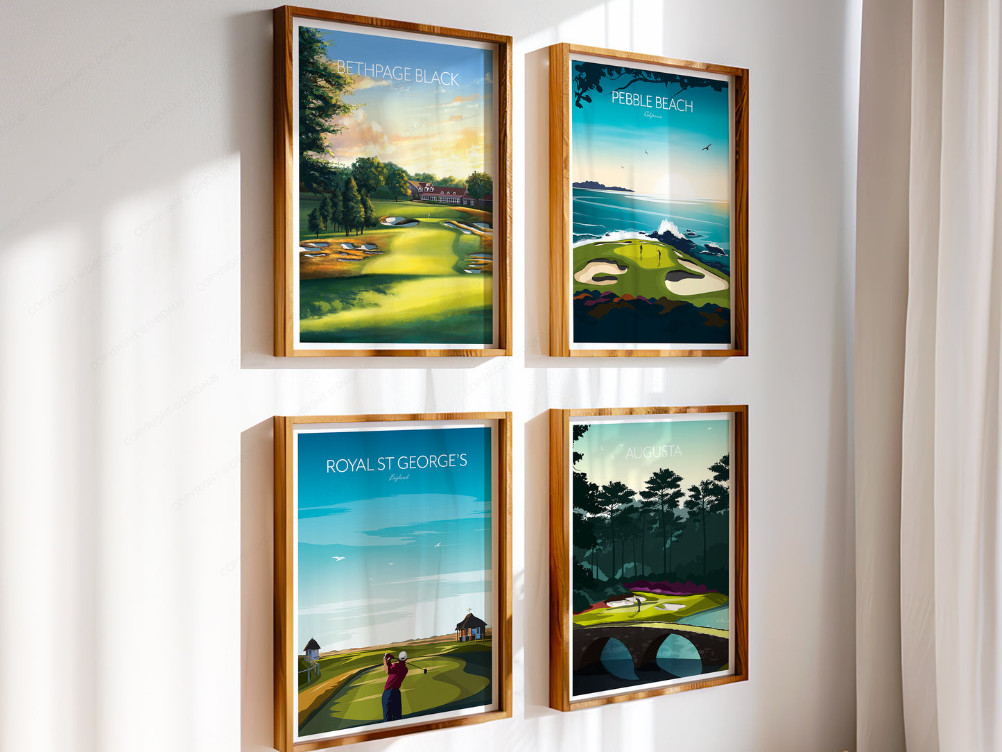 Famous Golf Course Fine Art Prints Set of 4 | Choose Any 4 Iconic Golf Course Posters & Wall Art