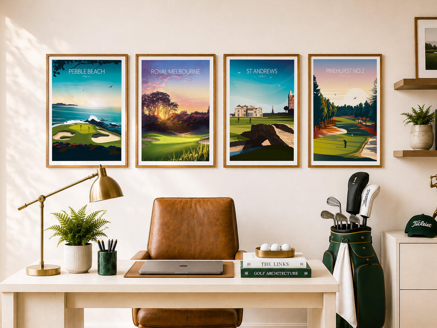 Famous Golf Course Fine Art Prints Set of 4 | Choose Any 4 Iconic Golf Course Posters & Wall Art