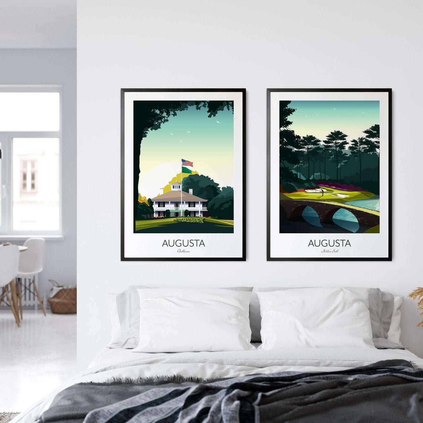 Golf Prints Augusta Masters Set of 2 - Golden Bell, Amen Corner, Clubhouse