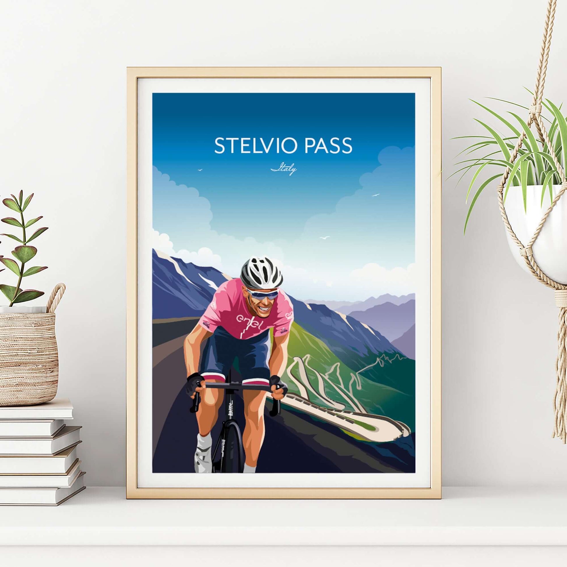 Cycling print of Stelvio Pass, Giro d'Italia.