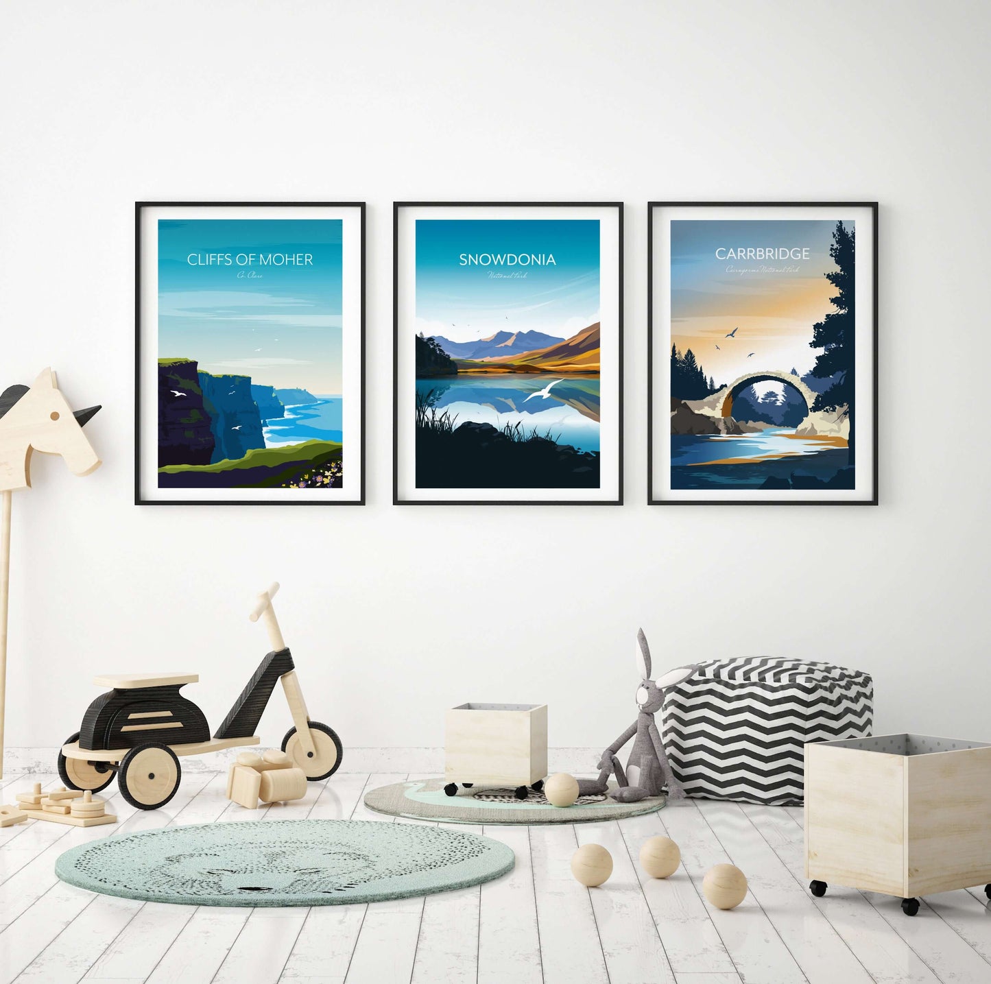 Art Prints Set of 3 Ireland, Scotland, Wales