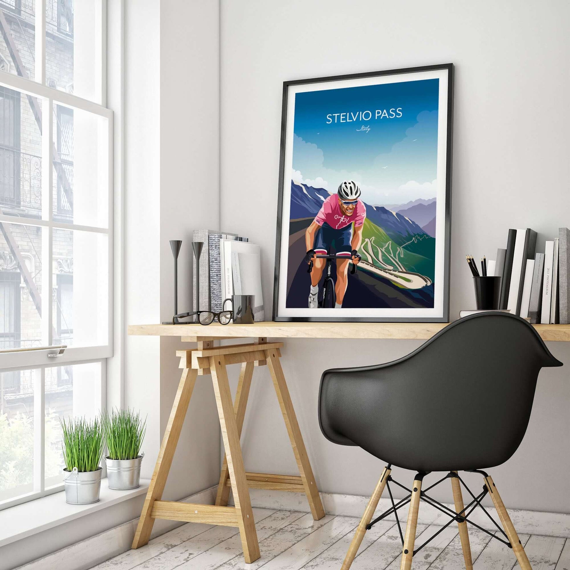 Cycling print of Stelvio Pass, Giro d'Italia.