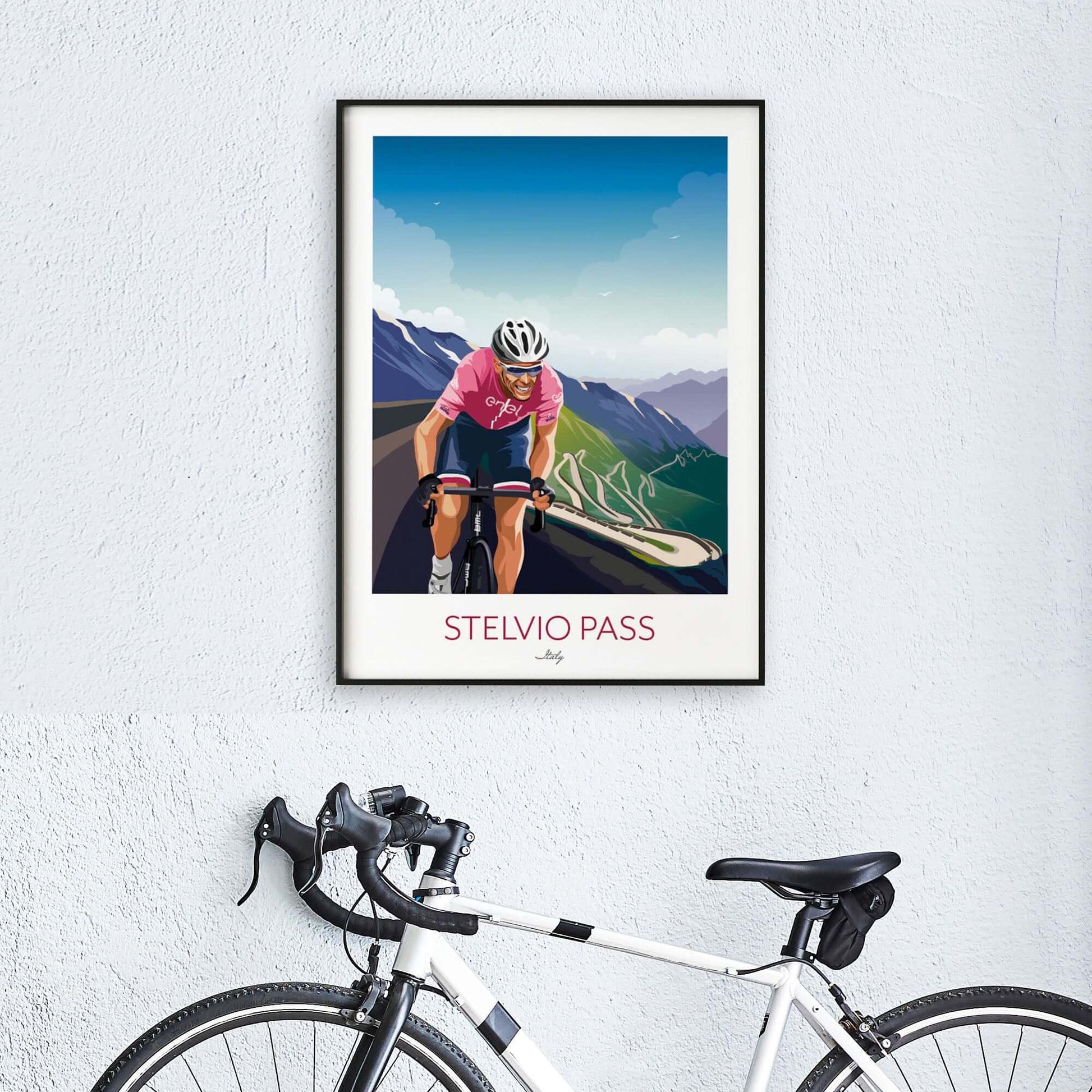 Cycling print Giro d'Italia, Stelvio Pass.