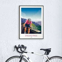 Load image into Gallery viewer, Cycling print Giro d&#39;Italia, Stelvio Pass.
