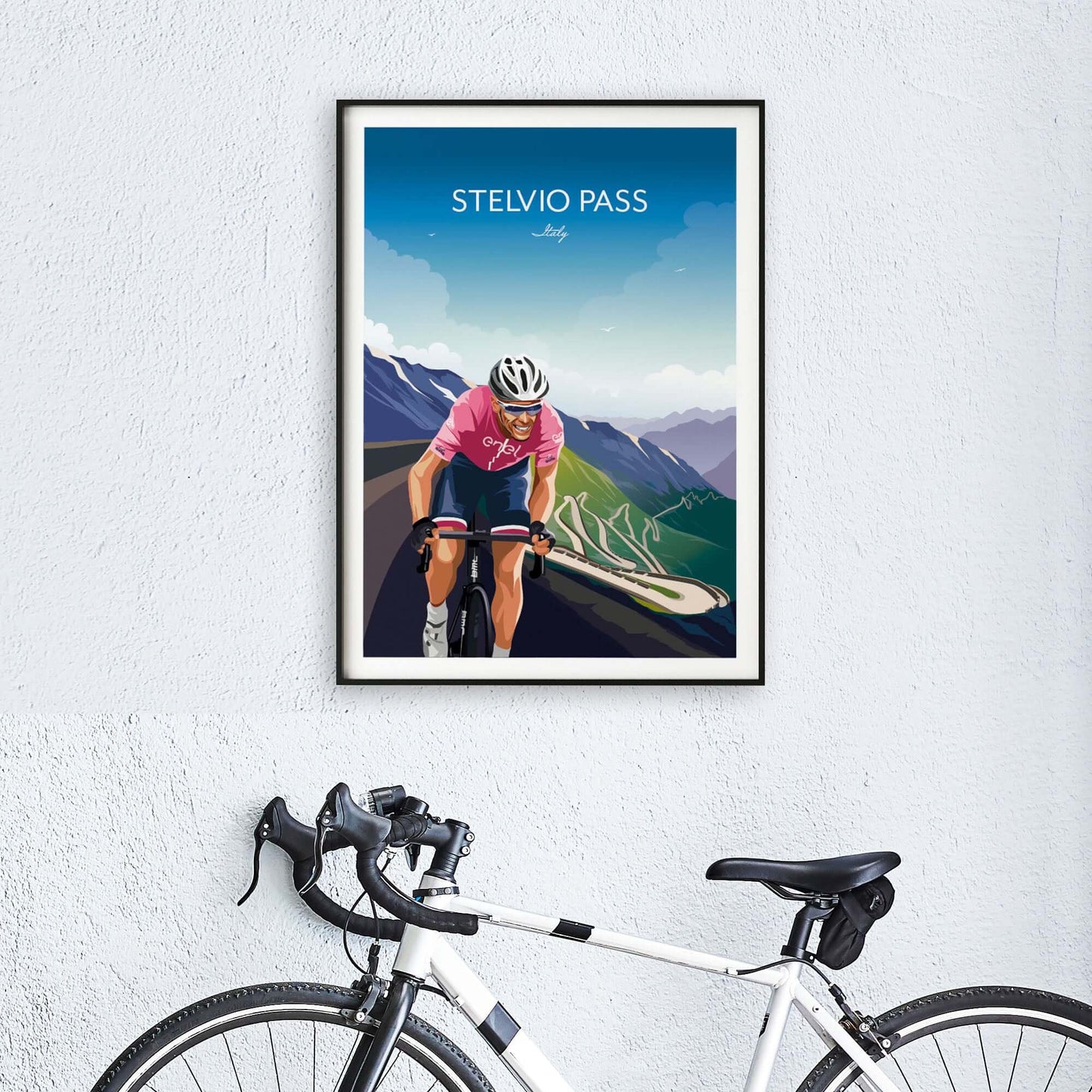 Cycling print of Stelvio Pass, Giro d'Italia.