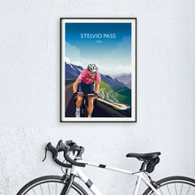 Load image into Gallery viewer, Cycling print of Stelvio Pass, Giro d&#39;Italia.
