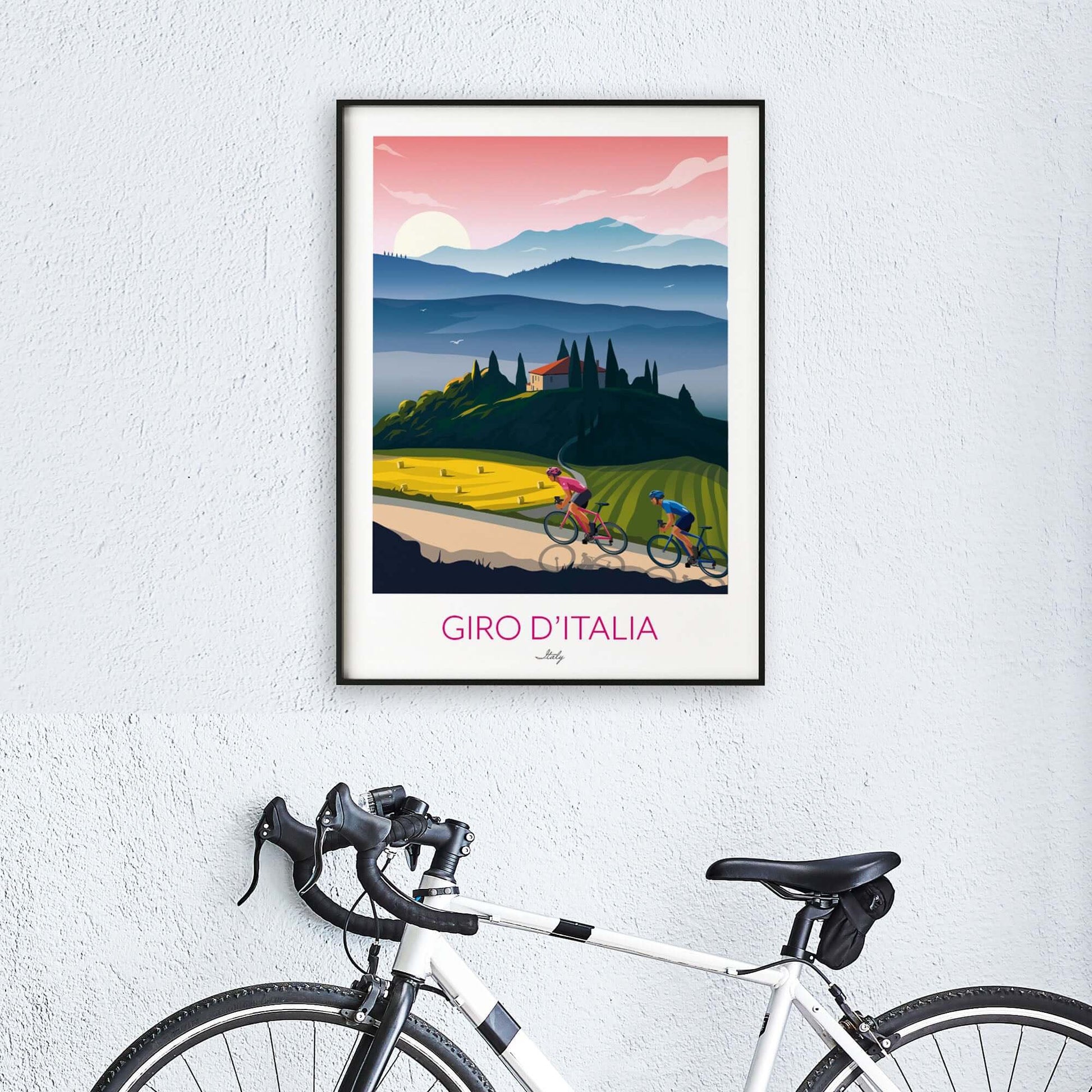 Giro d'Italia cycling print, Italy.