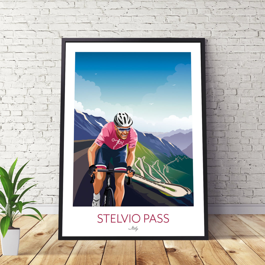 Cycling print Giro d'Italia, Stelvio Pass.