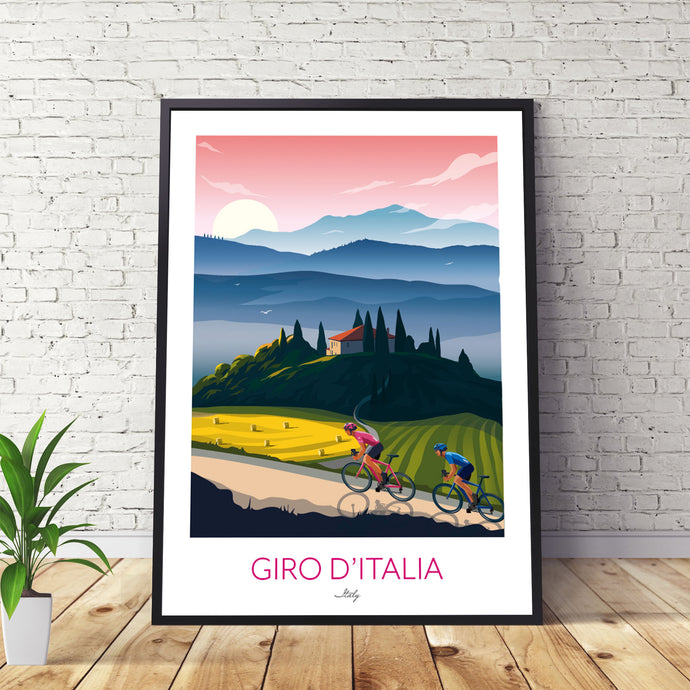 Giro d'Italia cycling print, Italy.