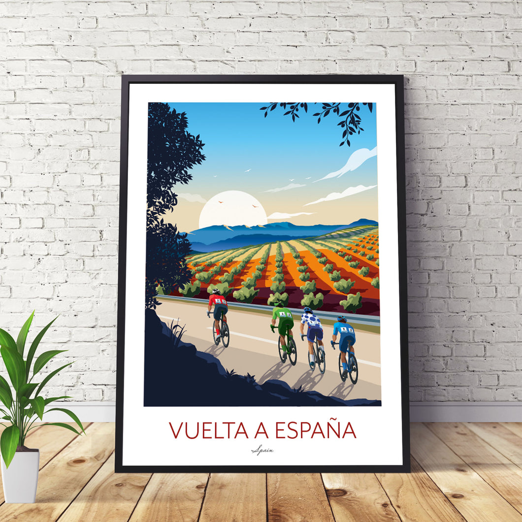Vuelta a España Cycling Print, Spanish Cycling Poster.