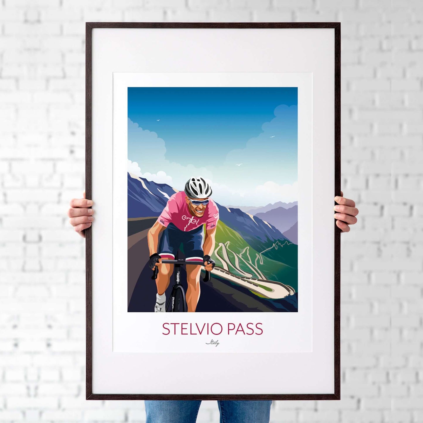 Cycling print Giro d'Italia, Stelvio Pass.