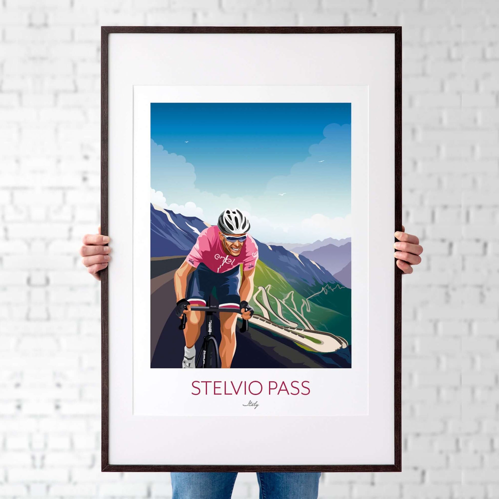 Cycling print Giro d'Italia, Stelvio Pass.