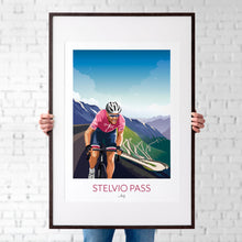 Load image into Gallery viewer, Cycling print Giro d&#39;Italia, Stelvio Pass.
