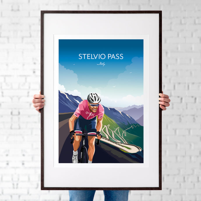 Cycling print of Stelvio Pass, Giro d'Italia.