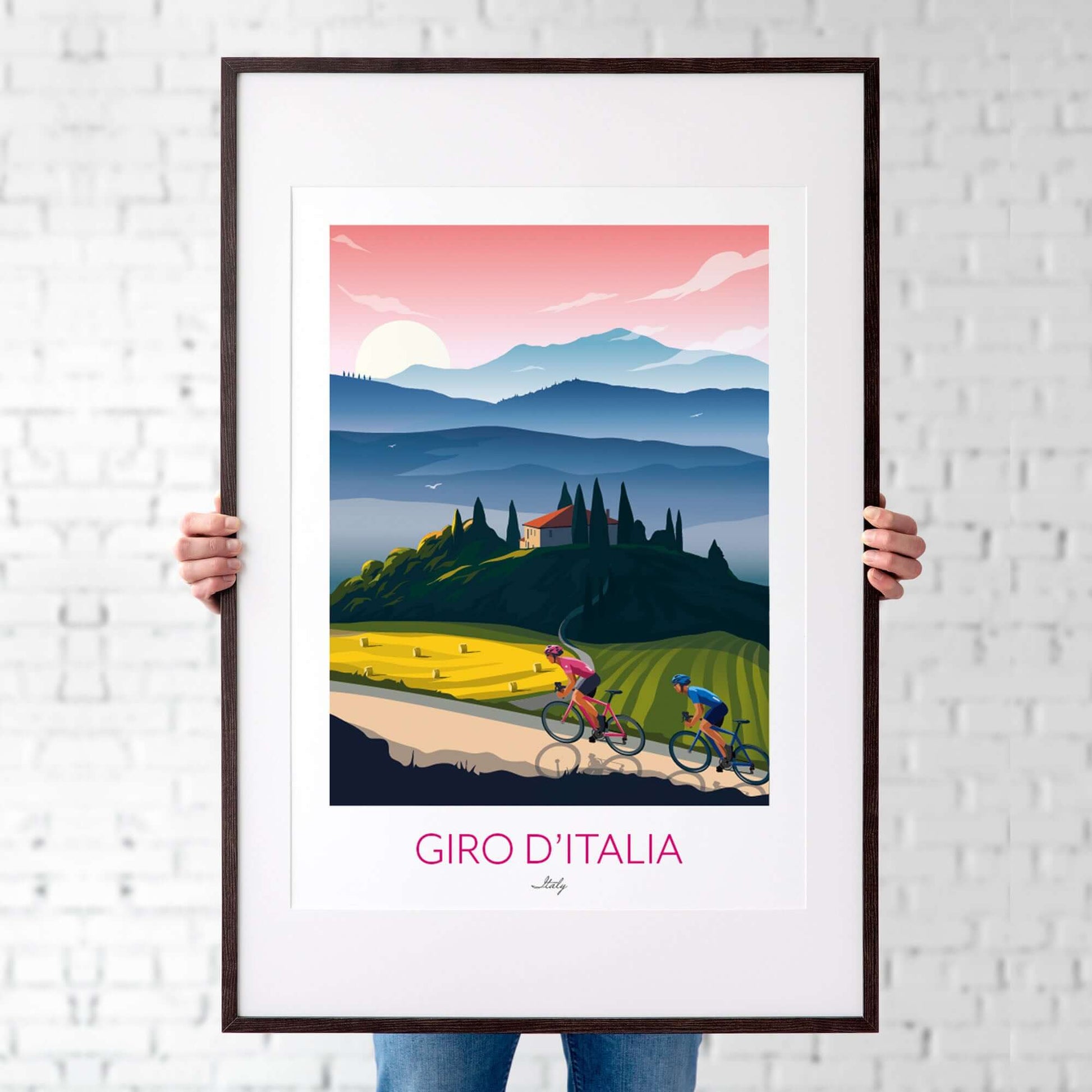 Giro d'Italia cycling print, Italy.