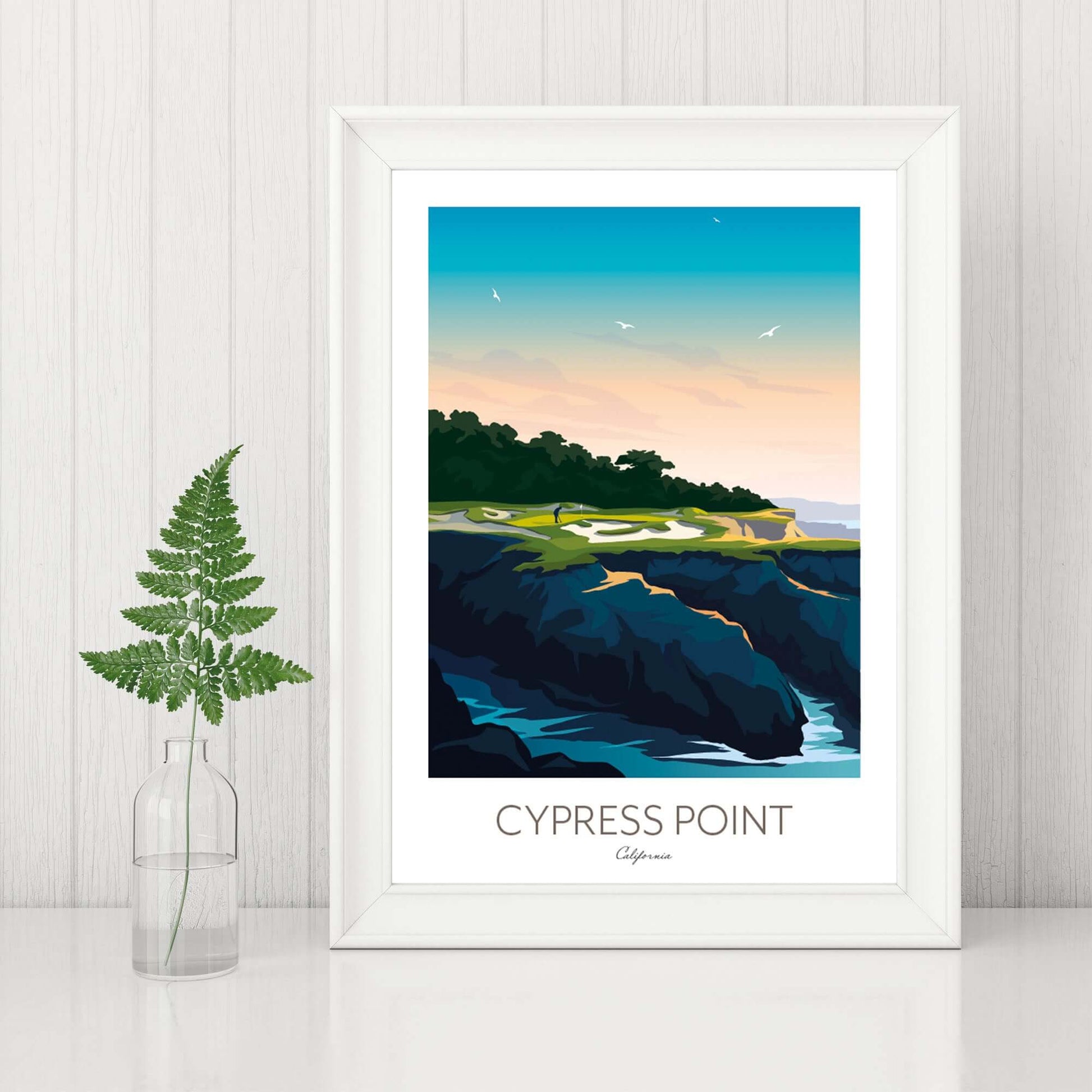 Cypress Point Golf Course art print, Pebble Beach California.