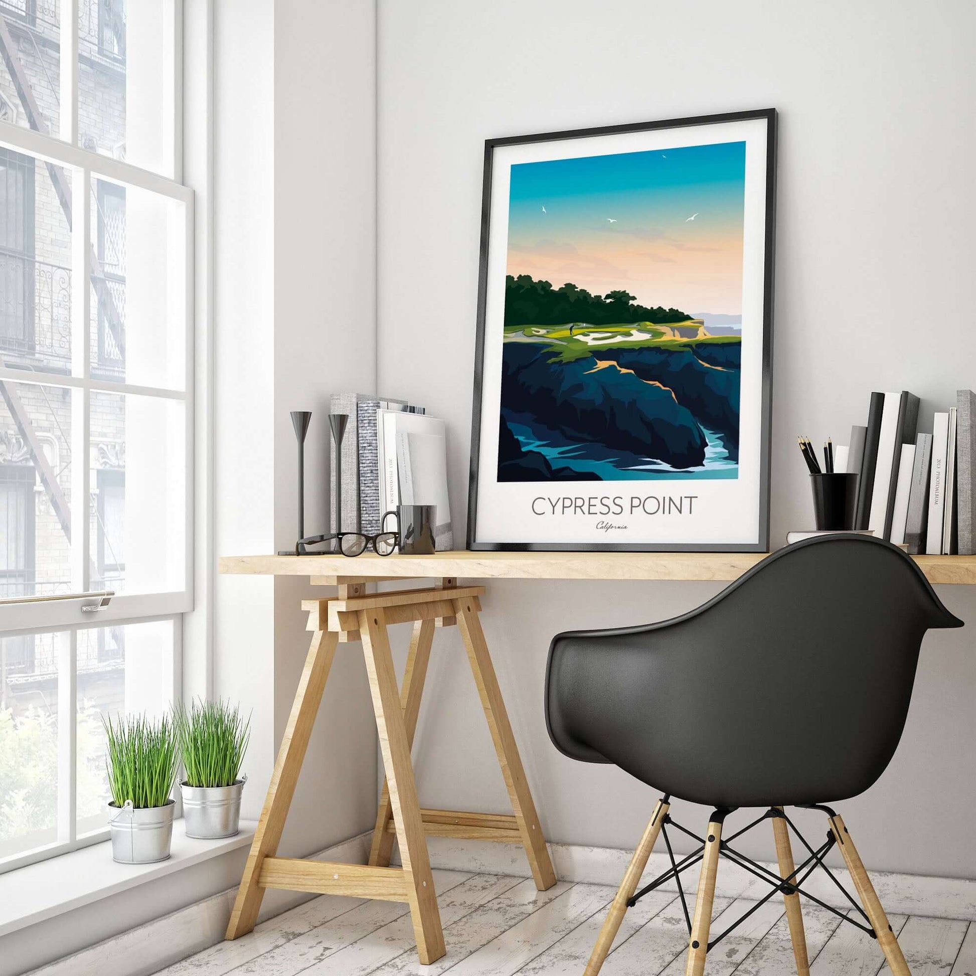 Cypress Point Golf Course art print, Pebble Beach California.