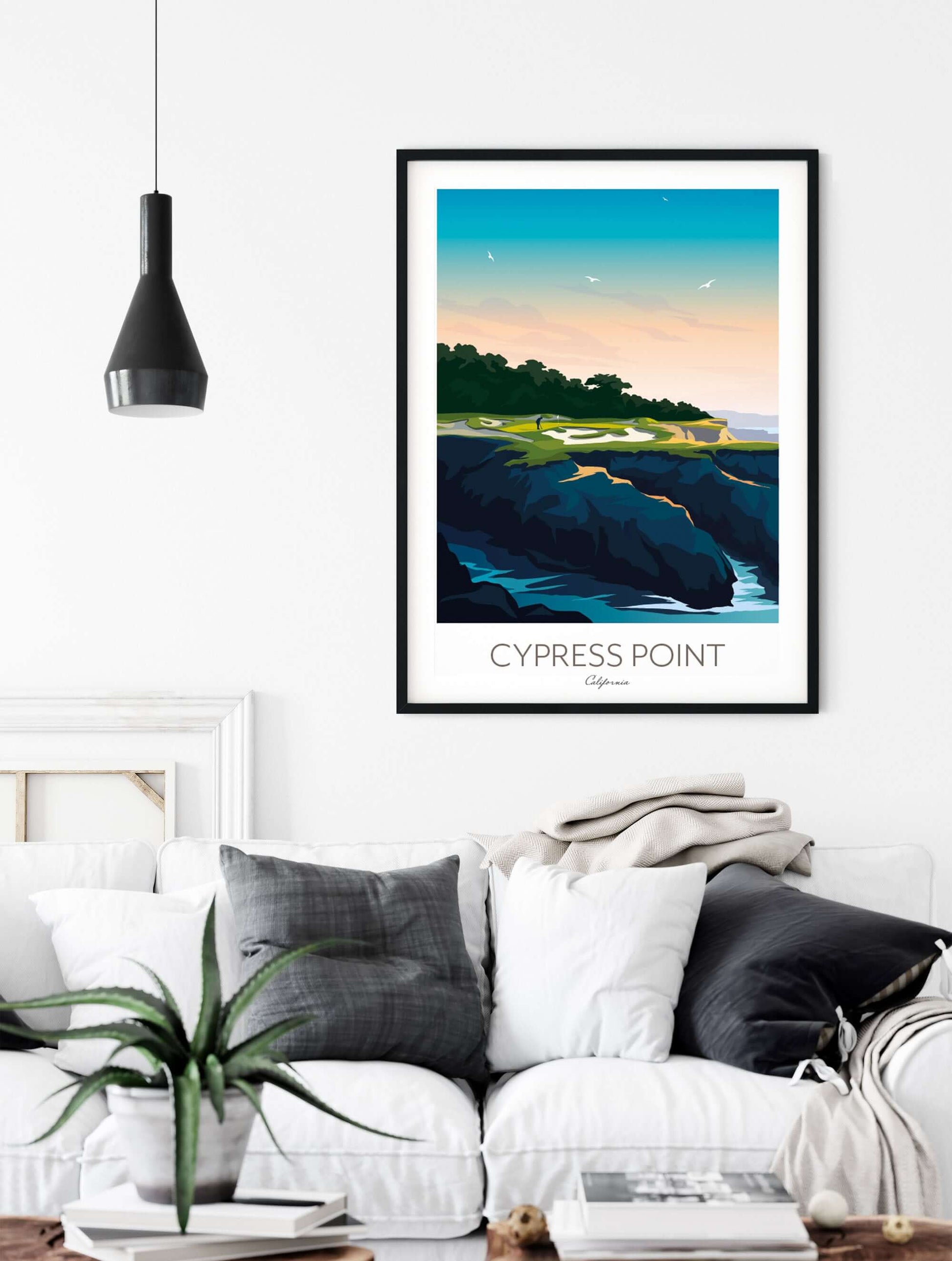 Cypress Point Golf Course art print, Pebble Beach California.