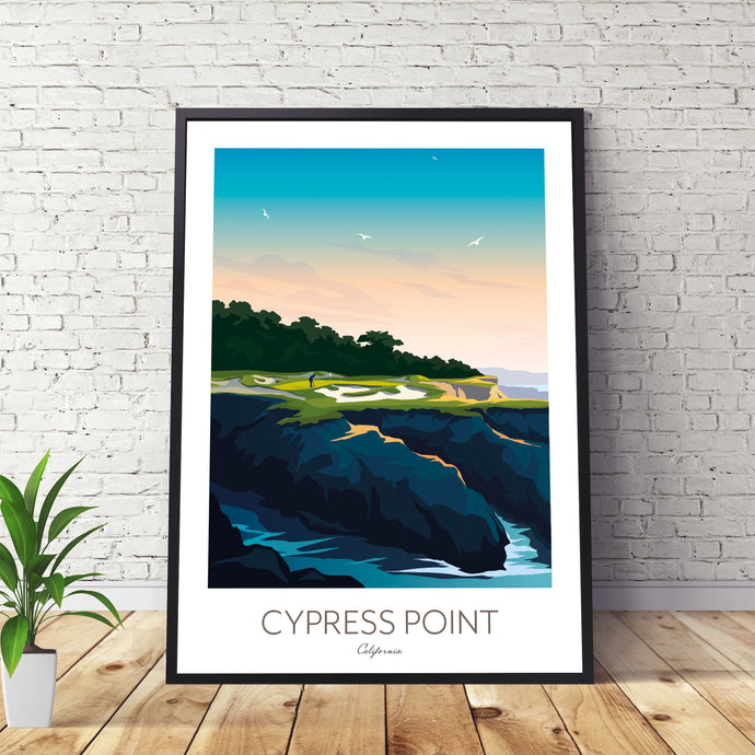 Cypress Point Golf Course art print, Pebble Beach California.