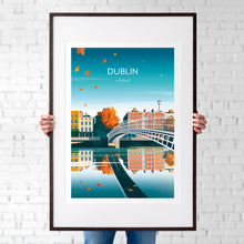 Load image into Gallery viewer, Dublin Art Print of the Ha&#39;Penny Bridge, Leinster.
